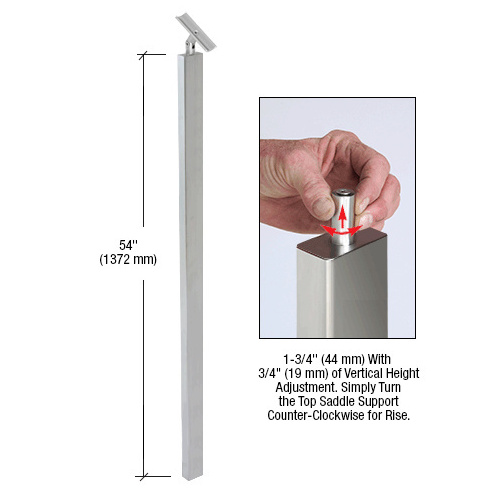 CRL P9BPSBS P9 Series Brushed Stainless 54" Railing Post with Adjustable Saddle