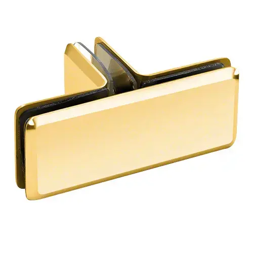 Polished Brass Beveled Style 90 degree Glass-to-Glass T-Juntion Clamp