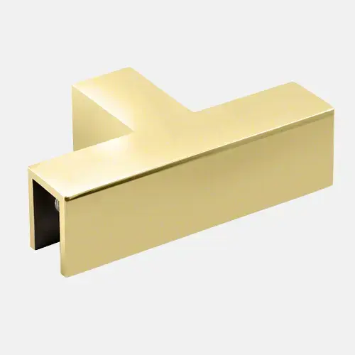 Polished Brass 90 Degree "Sleeve Over" T-Juntion Glass Clamp