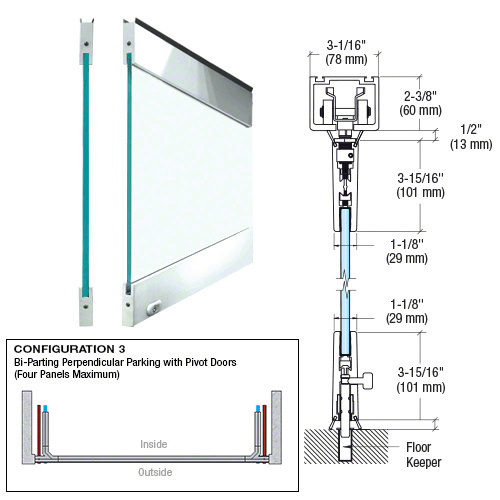 Polished Stainless Type 3 Easy Slide Stacking Partition System