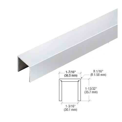 316 Polished Stainless Crisp Corner U-Channel Cap for 21.52 mm Glass- 3 m Long