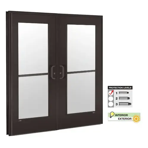 Level 1 Aluminum Bullet Resistant Double Door Duranodic Bronze Finish