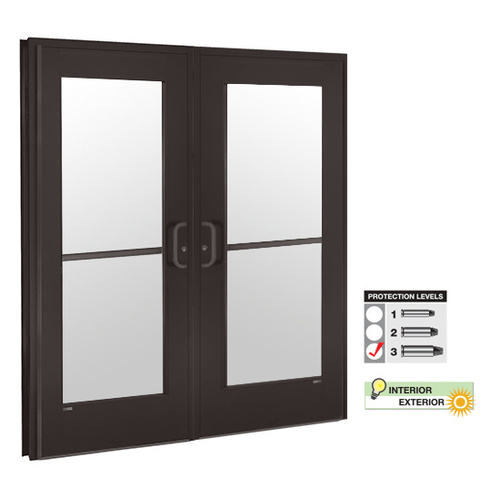 Level 3 Aluminum Bullet Resistant Double Door Duranodic Bronze Finish