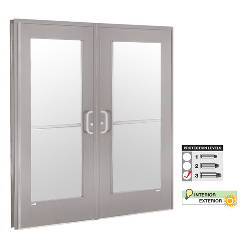 Level 3 Aluminum Bullet Resistant Double Door Satin Anodized Finish