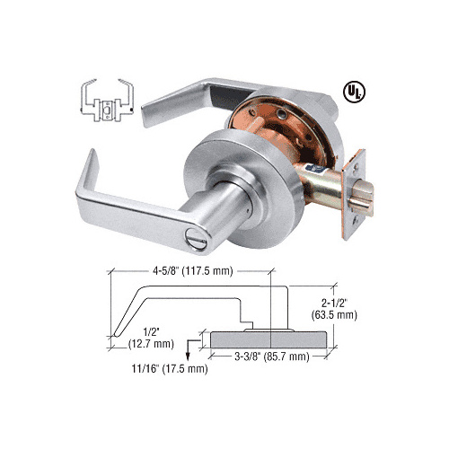 Brushed Chrome Privacy Heavy-Duty Grade 1 Lever Lockset