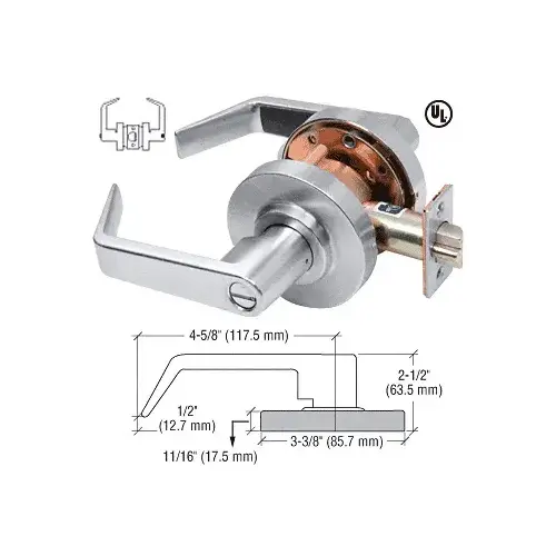 Brushed Chrome Privacy Heavy-Duty Grade 2 Lever Lockset