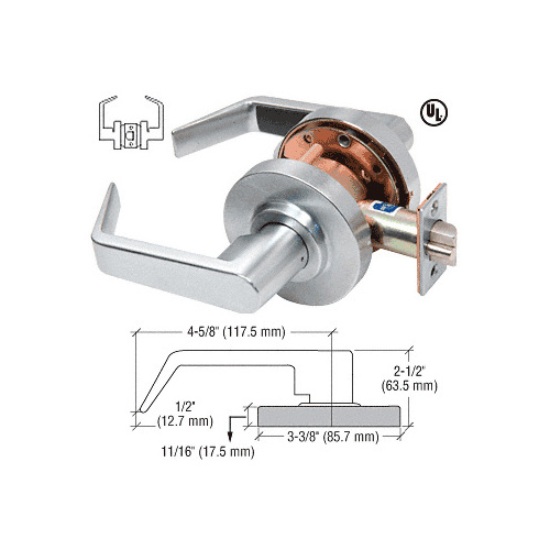 Brushed Chrome Passage Heavy-Duty Grade 1 Lever Lockset