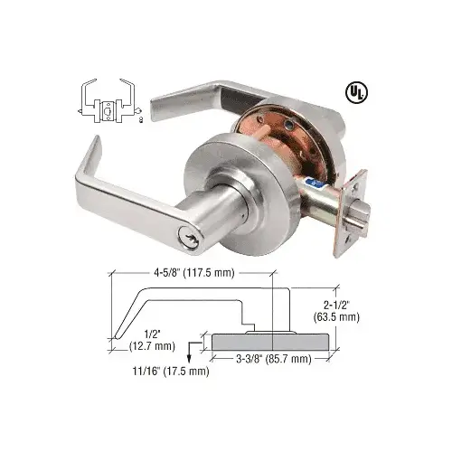 Brushed Nickel Heavy-Duty Grade 1 Lever Locksets Entrance 6-Pin