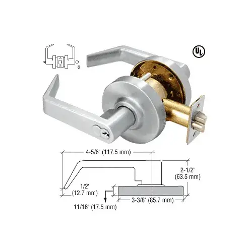 Brushed Chrome Heavy-Duty Grade 2 Lever Locksets Entrance - 7-Pin SFIC