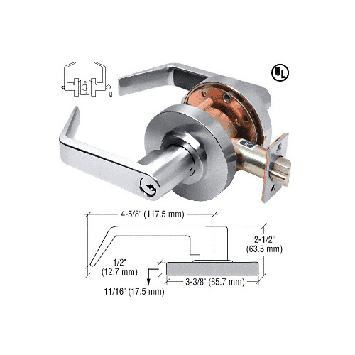 Polished Chrome Heavy-Duty Grade 2 Lever Locksets Entrance 6-Pin