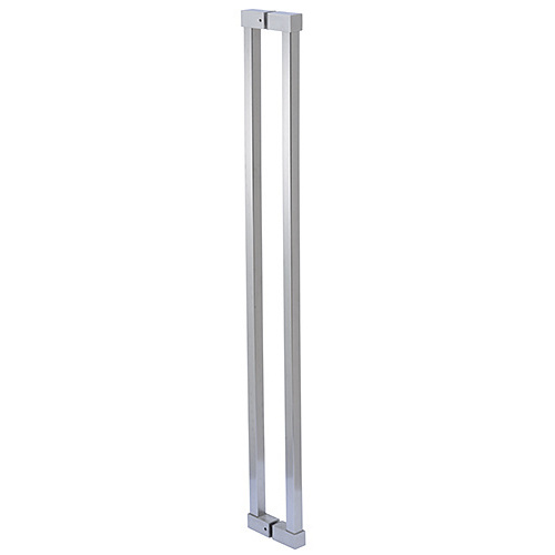 Brushed Stainless Cut To Size Glass Mounted Square Ladder Style Pull Handle with Square Mounting Posts