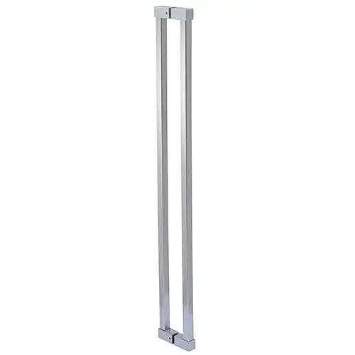 Brushed Stainless Cut To Size Glass Mounted Square Ladder Style Pull Handle with Square Mounting Posts