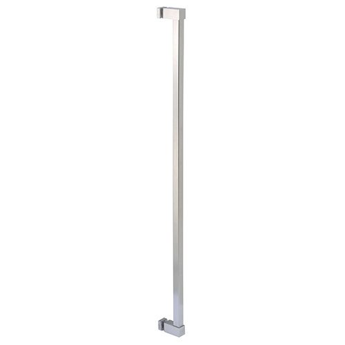 Brushed Stainless Single Sided Cut To Size Glass Mounted Square Ladder Style Pull Handle with Square Mounting Posts