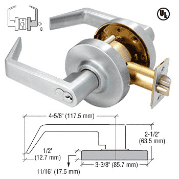 CRL D82STR Heavy-Duty Brushed Chrome Grade 1 Lever Locksets Storeroom - 7-Pin SFIC