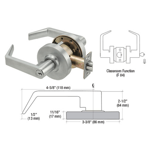 Brushed Chrome Grade 2 Classroom Lever Lockset 6-Pin