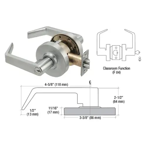 Brushed Chrome Grade 1 Classroom Lever Locksets 6-Pin