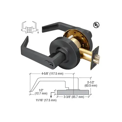 Matte Black Heavy-Duty Grade 2 Lever Locksets Entrance - 7-Pin SFIC