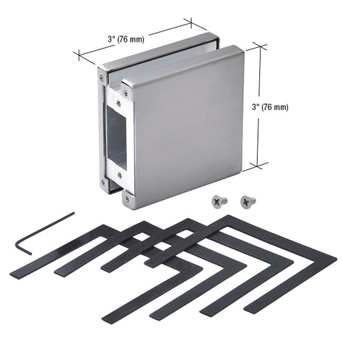 Brushed Stainless Anodized AMR900 Series Glass Mounted Patch Lock Keeper