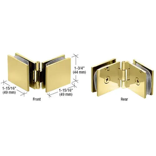 Polished Brass Adjustable Square Glass to Glass Clamp