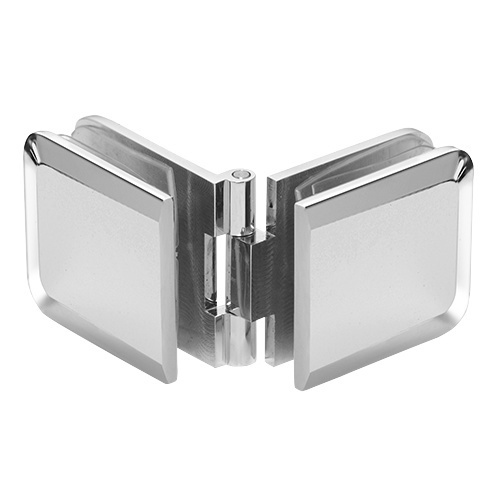 Polished Chrome Adjustable Beveled Glass-to-Glass Clamp