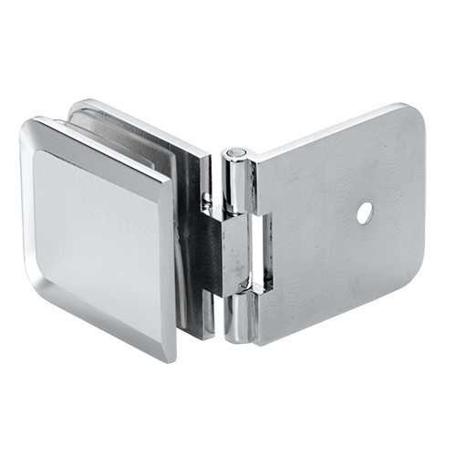 Satin Chrome Adjustable Beveled Wall Mount Glass Clamp