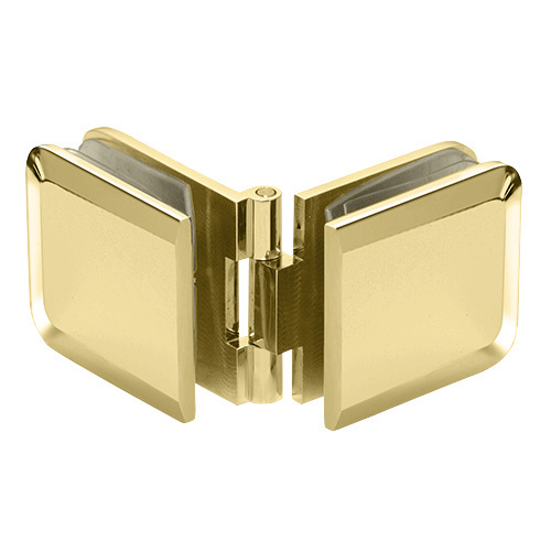 Polished Brass Adjustable Beveled Glass-to-Glass Clamp