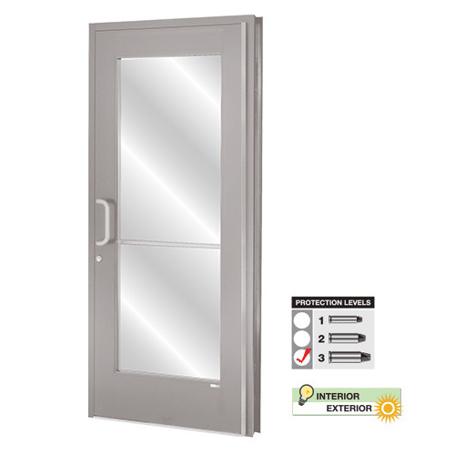 CRL CRLABRDRHRA3 Aluminum Framed Bullet Resistant Door Standard Model RHR Satin Anodized Level 3