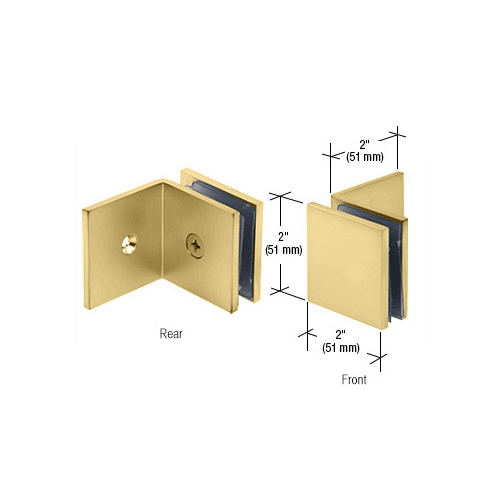 Satin Brass Fixed Panel Square Clamp With Large Leg