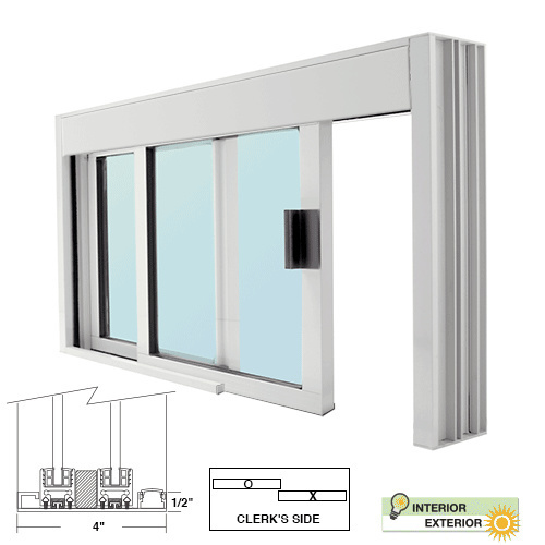 CRL DW48360XGA Standard Size Manual DW Deluxe Service Window, Glazed with Half-Track Satin Anodized