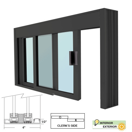 CRL DW48360XGDU Standard Size Manual DW Deluxe Service Window Glazed with Half-Track Duranodic Bronze