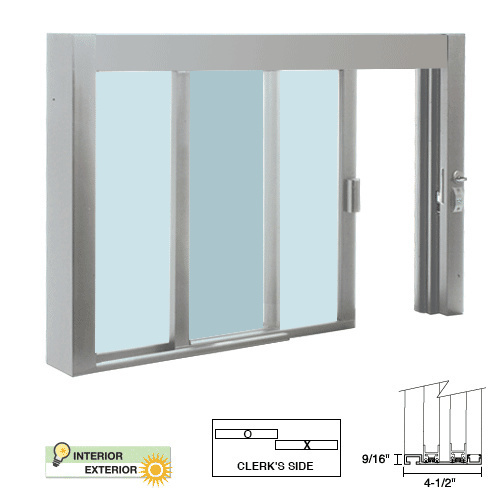 CRL SCDW48360XGA Clear Anodized Standard Size Self-Closing Deluxe Service Window Glazed with Half-Track