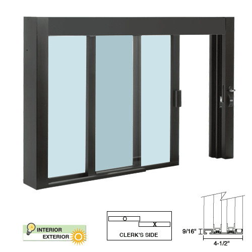 Standard Size Self-Closing Deluxe Service Window Glazed with Half-Track Black Bronze Anodized
