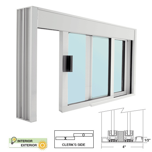 CRL DW4836X0GA Standard Size Manual DW Deluxe Service Window Glazed with Half-Track Satin Anodized