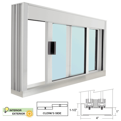 CRL DW4836SX0GA Standard Size Manual DW Deluxe Service Window Glazed with S.S.Step-Sill Satin Anodized