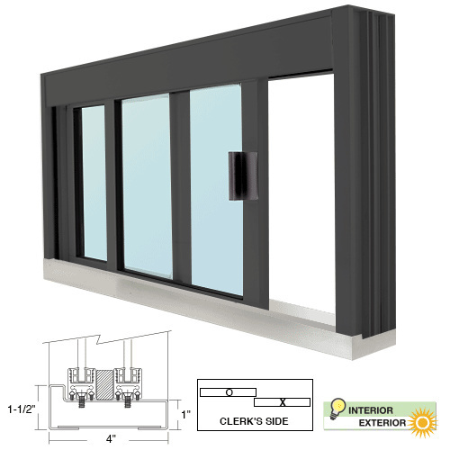 CRL DW4836S0XGDU Standard Size Manual DW Deluxe Service Window Glazed with S.S.Step-Sill Duranodic Bronze