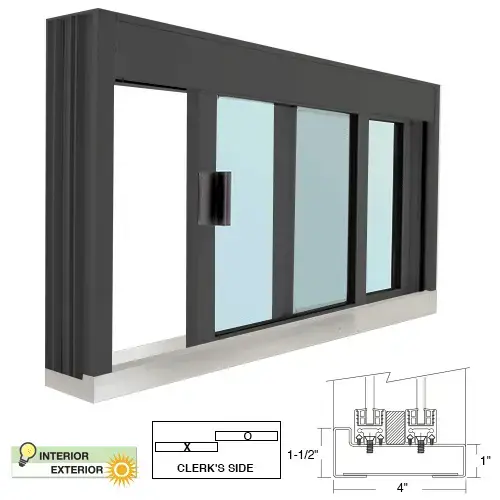 Standard Size Manual DW Deluxe Service Window Glazed with S.S.Step-Sill Duranodic Bronze