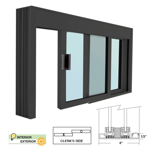 CRL DW4836X0GDU Standard Size Manual DW Deluxe Service Window Glazed with Half-Track Black Bronze Anodized