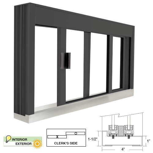 CRL DW4836SX0UDU Standard Size Manual DW Deluxe Service Window Unglazed with S.S.Step-Sill Black Bronze Anodized