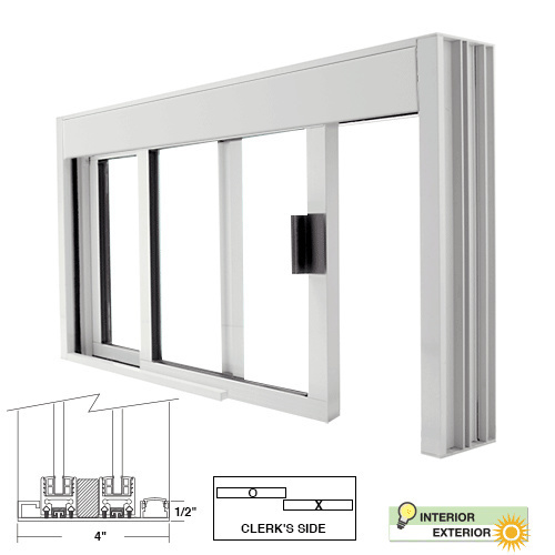 CRL DW48360XUA Standard Size Manual DW Deluxe Service Window Unglazed with Half-Track Satin Anodized