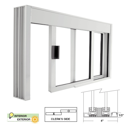 CRL DW4836X0UA Standard Size Manual DW Deluxe Service Window Unglazed with Half-Track Satin Anodized