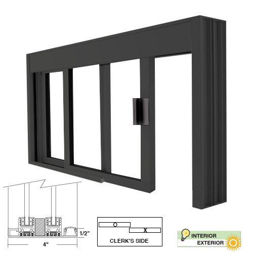 CRL DW48360XUDU Standard Size Manual DW Deluxe Service Window Unglazed with Half-Track Black Bronze Anodized