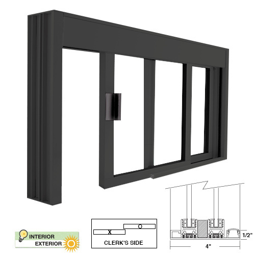 CRL DW4836X0UDU Standard Size Manual DW Deluxe Service Window Unglazed with Half-Track Black Bronze Anodized