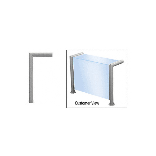 Elegant Series Center Post Sneeze Guard for 3/8" (10 mm) Glass, 18" High, 12" Shelf, 1-1/2" Diameter, 2" Air Gap Brushed Stainless Steel