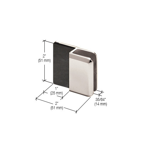 Polished Chrome Beveled Door Stop for 1/2" Glass