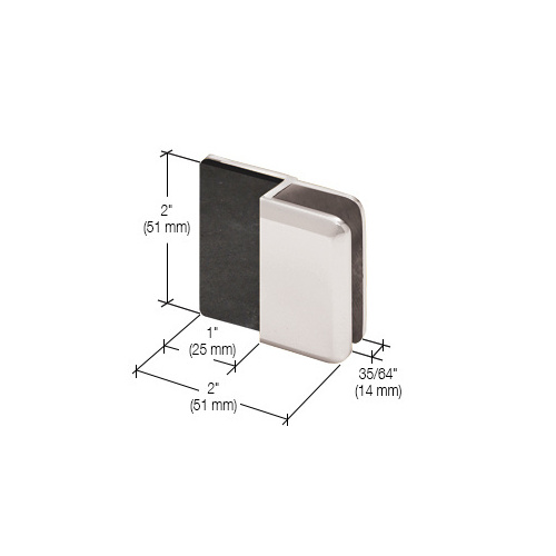 Satin Chrome Beveled Door Stop for 1/2" Glass