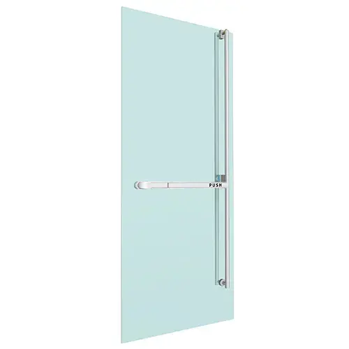 CRL Blumcraft PA310FS3GKPS Polished Stainless Right Hand Reverse Glass Mount Keyed Access "FS" Exterior, Top Securing Panic Handle