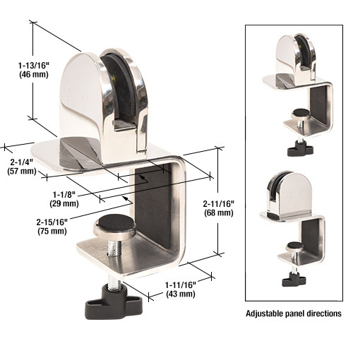 CRL PSC210ZRPS Polished Stainless Round 2" C-Clamp for 3/8" Acrylic or Glass