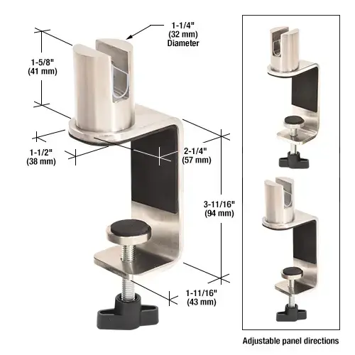 CRL PSC310SMBS Brushed Stainless Standoff 3" C-Clamp for 3/8" Acrylic or Glass