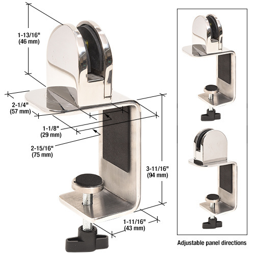 CRL PSC310ZRPS Polished Stainless Round 3" C-Clamp for 3/8" Acrylic or Glass