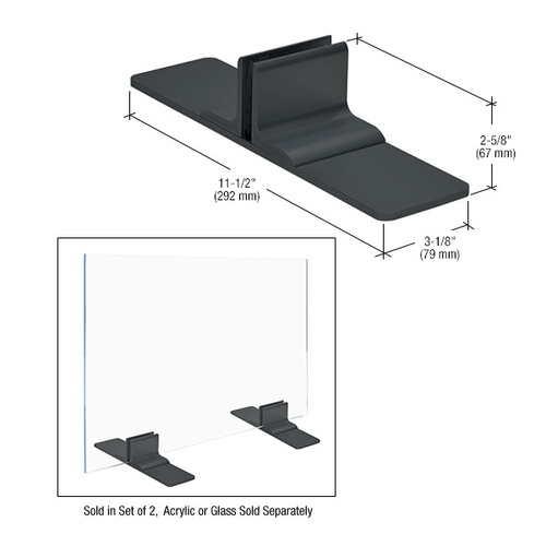 CRL PPS500MBL Black Anodized Aluminum Base for 1/4" (6 mm) to 3/8" (10 mm) Acrylic or Glass Pair